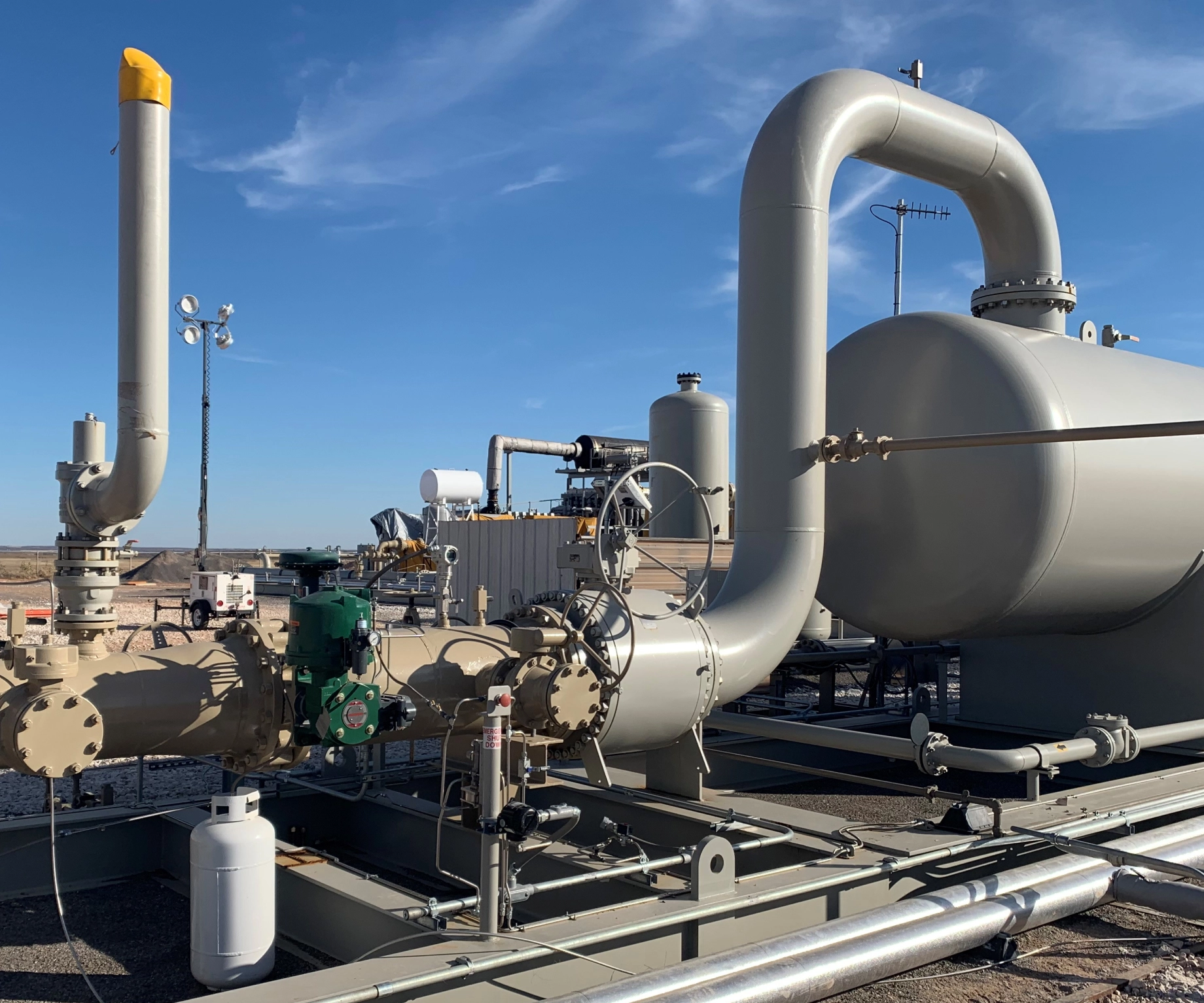Pipeline infrastructure under clear blue sky