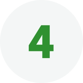Green number four on white circle background.